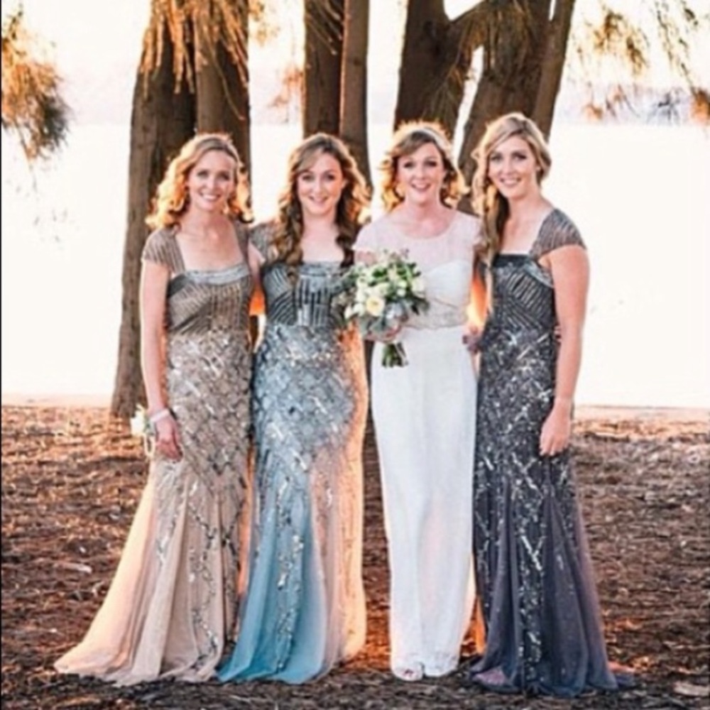 Adrianna Papell beaded cap sleeve long gown